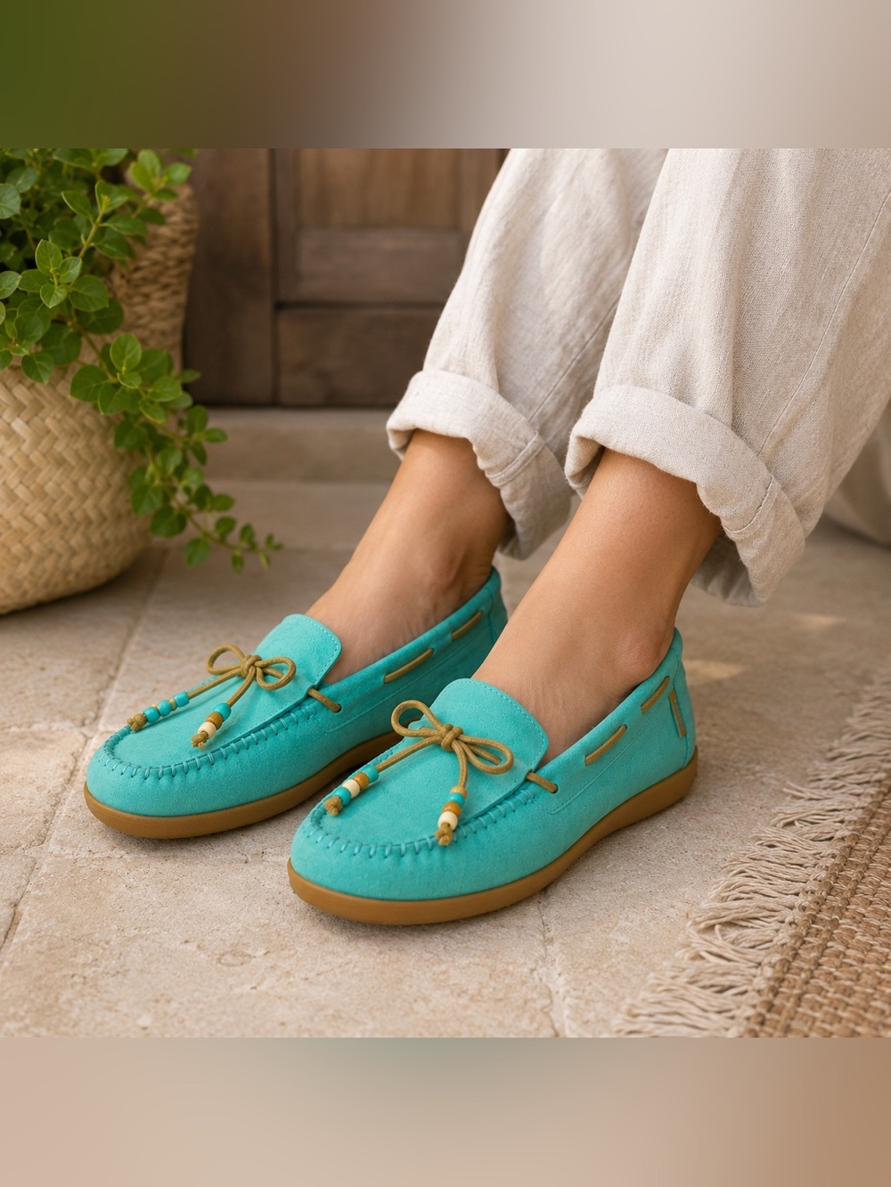 Vans Surf Suede Siders Turquoise Suede Moccasin Loafers